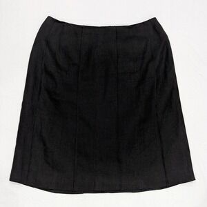Talbots Skirt Irish Linen Size 8P Black Paneled A-Line Knee Length Office Career